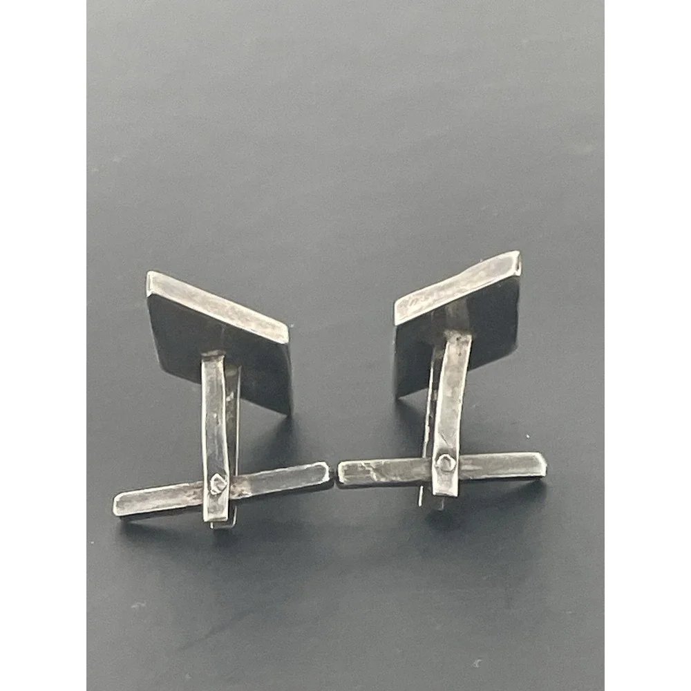 Vintage‎ Taxco Sterling Cufflinks Inlaid Abalone Mexico 925 Silver MCM Modernist
